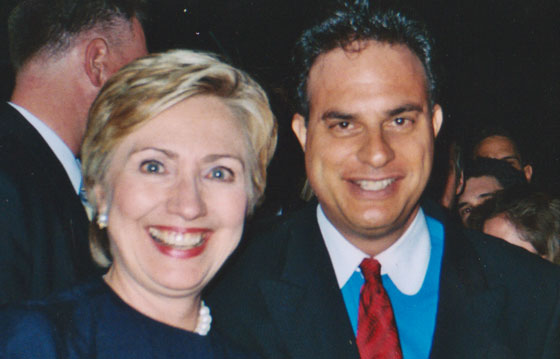 With U.S. Senator Hillary Clinton - co-organizer and event planning committee member for fundraiser at Hollywood estate of film director Roland Emmerich - 2005